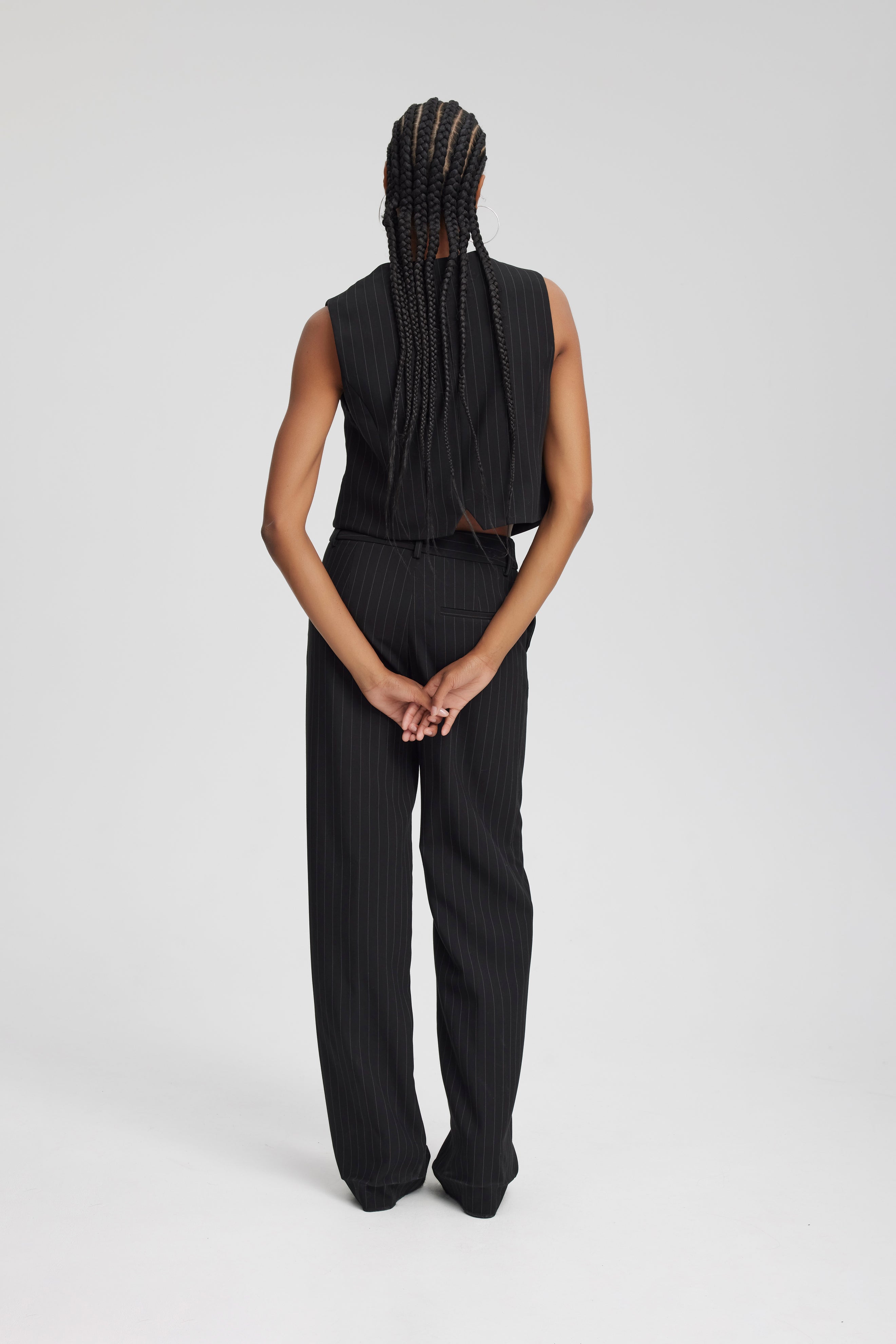 JoelleGZ Pinstripe MW bukser - Black Pinstripe